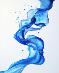 Obraz premium Abstract Blue Liquid Swirl on White Backdrop Creates a Mesmerizing Visual Display of Fluid Motion and Dynamic Form