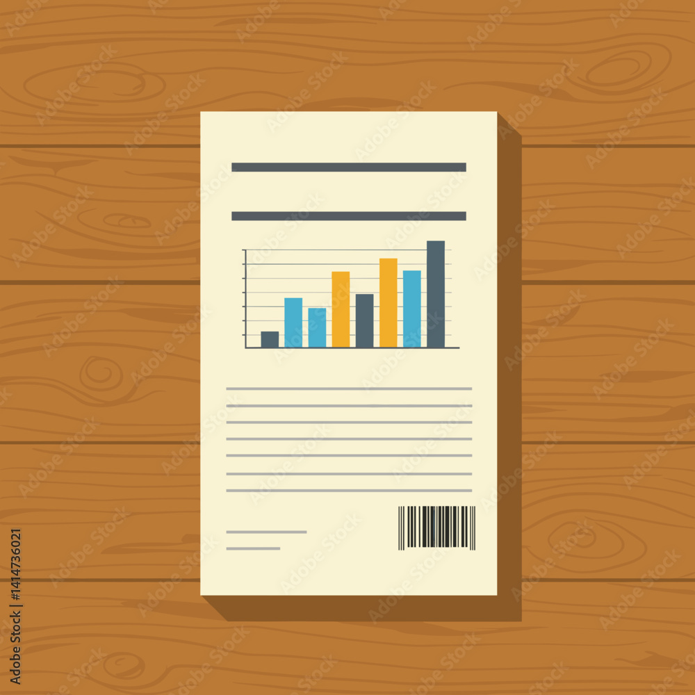 Poster document with graphs on wooden table