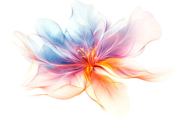 Dreamlike translucent flower glowing with vibrant colors ethereal beauty delicate petals magical bloom