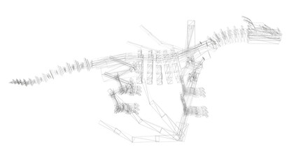 A skeleton is drawn in black and white with a white background. The skeleton is shown in a way that it is moving, as if it is running. The image has a sense of motion and energy