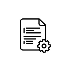 Smart contract icon with document and gear, legal technology concept