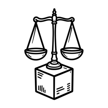 recommend clip art: Scales icon on blockchain cube, symbolizing justice and balance