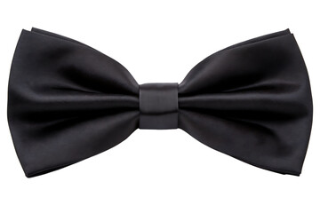 Black silk bowtie, a formal fashion accessory, isolated on white.