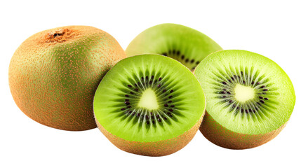 Fototapeta premium Fresh Kiwi Fruit Isolated on White Background - Vibrant and Juicy Kiwi Slice for Design Projects