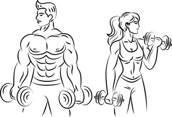 Line art ,Icon logo, couple Exercise & Wellness, graphic design ,stroke, drawing, 