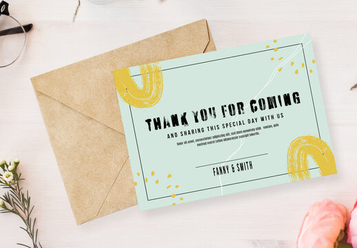 Modern Thank You Card Design Minimalist Printable Template for Events and Weddings