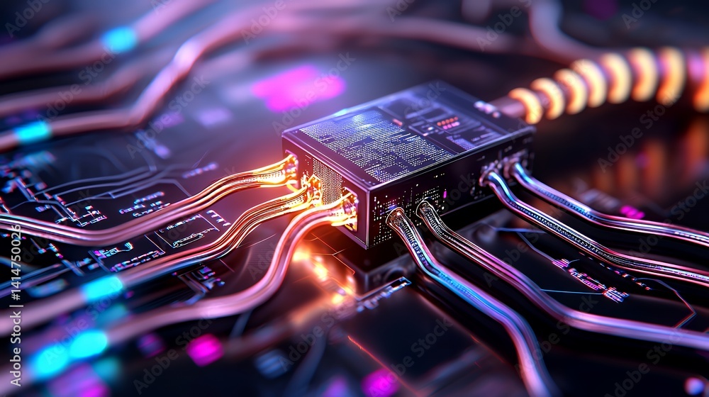 Aufkleber high tech circuit board cpu with illuminated connections