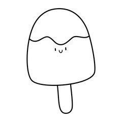 kawaii ice cream stick popsicle doodle outline