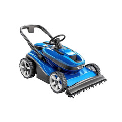 Fototapeta premium Sleek Blue Robotic Lawn Mower - Modern Gardening Technology