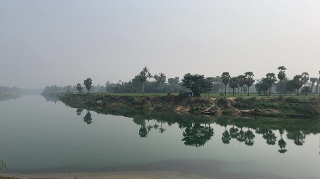 Damodar River, during the rainy season this river takes on a dangerous shape and floods occur on one side of the river.
