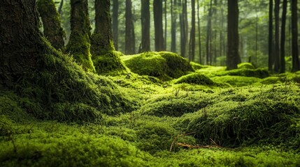 Fototapeta premium Green Forest Moss.