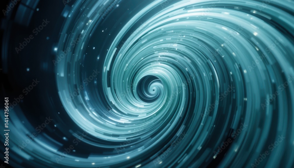 Poster exploring the mysterious depths of a digital swirl virtual realm abstract animation futuristic envir