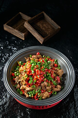 Hunan-style fried chicken with chopped pepper and green onion