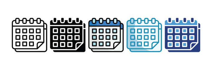 Calendar Icon Set Multiple Style Collection