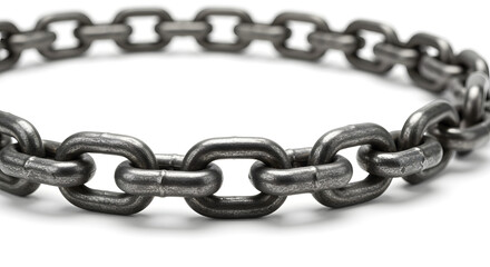 Obraz premium Closeup of Metal Chain Links on White Background