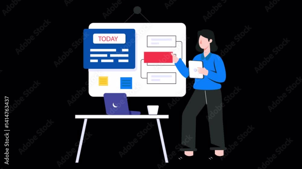 Poster task manager motion graphic rendering with transparent alpha channel and 4k resolution