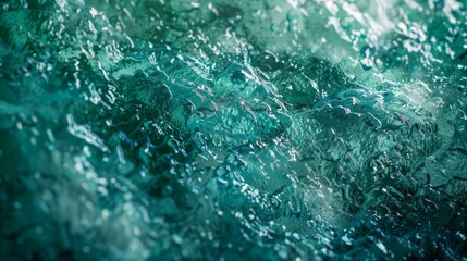 Teal Ice Abstract Background Texture, Frozen Water Surface, Cold Backdrop For Winter Season, Aesthetic Cool Tone, Liquid Art, Macro Photography