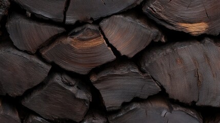 Fototapeta premium Dark Wood Sawn Logs Background