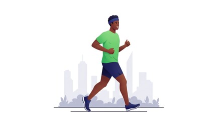 Naklejka premium Man Running Exercise: Stock Vector Illustration for Healthy Lifestyle and Fitness