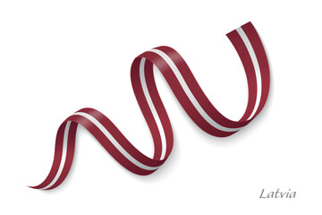 Latvia flag ribbon waving with national colors