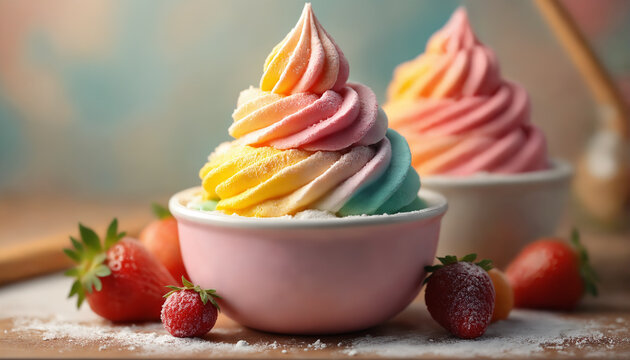 Delicious Soft serve ice cream in a cup.