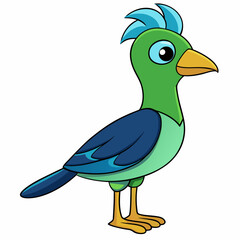 cartoon bird with green eyes
