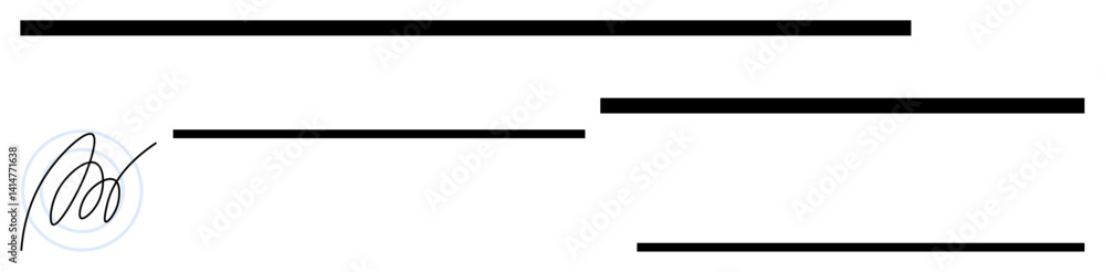 Poster black horizontal lines aligned for text placement, complemented by a handwritten signature. ideal fo