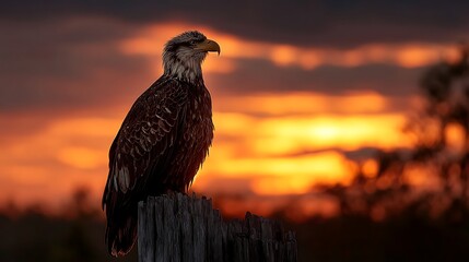 Fototapeta premium Majestic eagle at sunset