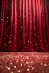 Red Curtain Stage with Gold Glitter.