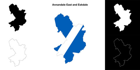 Annandale East and Eskdale blank outline map set