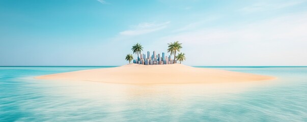 Obraz premium Mirage city floating above golden sands, dreamlike vision