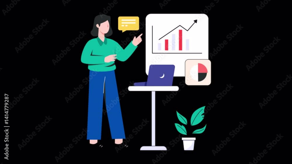Poster business consultant motion graphic rendering with transparent alpha channel and 4k resolution