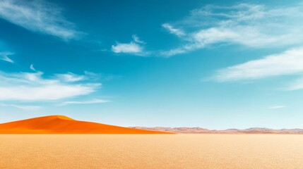 Fototapeta premium Golden desert meeting bright blue sky, high contrast composition