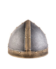 Medieval knight helmet isolated on white background with clipping path