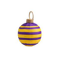 Purple and Yellow Striped Paper Lantern Ornament