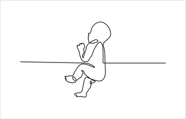 One Continuous Line Drawing of Baby Icon. Hand Drawn Symbol Vector Illustration. Continuous Line Drawing of Baby Icon. Hand Drawn Symbol Vector Illustration.