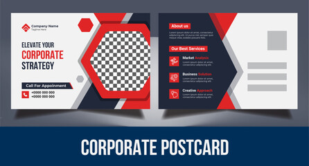 Red Corporate business modern postcard or EDDM postal card design template for business promotion services