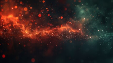 Fototapeta premium Abstract Bokeh Light Background: Festive Orange Green Sparkle Backdrop