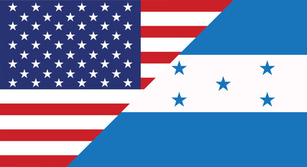 US and Honduras Flags Combined Design. US and Honduras Flags.