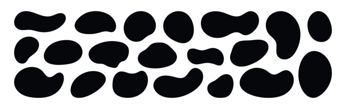 Organic shape round form set. Liquid organic blob