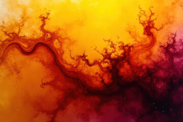 Mesmerizing Ink Swirls: Yellow & Garnet Dance in Dreamlike Water Patterns