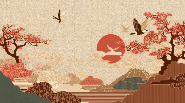 春爛漫02」透明水彩画 原画 風景画 額縁付 F4サイズ 絵画 Oni
