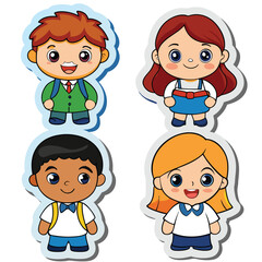 Cartoon school children in uniform