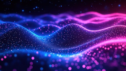 Abstract glowing waves, cosmic background, digital art, website design