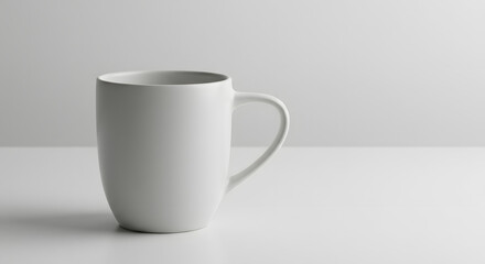 Fototapeta premium White Mug on White Table Minimalist Design