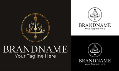 Luxury Chandelier Logo Template for High-End Interior, Lighting, and Home Decor Brands