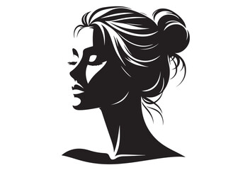 Beauty woman face silhouette logo vector, black beautiful woman face logo icon, woman girl face logo, silhouette of a woman's face vector logo on a white background