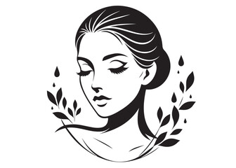 Beauty woman face silhouette logo vector, black beautiful woman face logo icon, woman girl face logo, silhouette of a woman's face vector logo on a white background