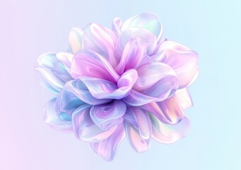 Fototapeta premium Translucent flower with pastel hues on a soft gradient background.