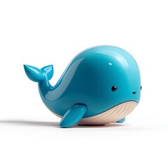 Naklejka premium A cute, stylized blue whale toy with a friendly expression.